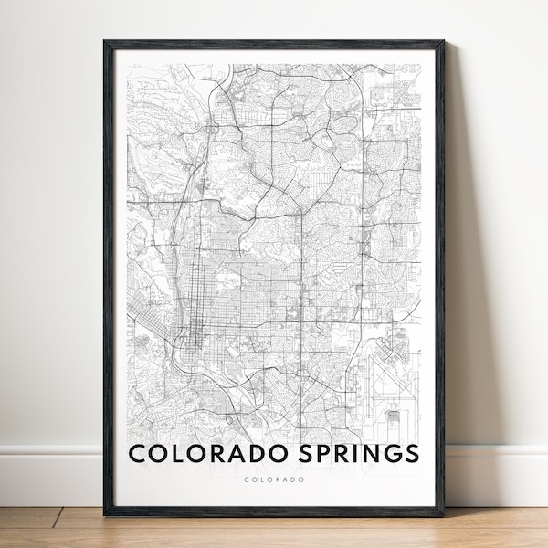 Colorado Springs Map Print Colorado Map Poster Digital Colorado Springs Black And White Printable Map Colorado Springs Download Map Wall Art