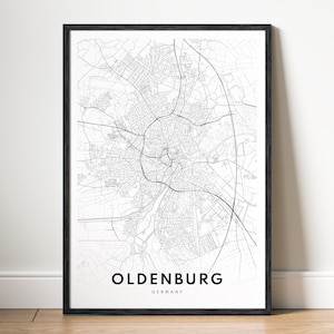 Oldenburg Map Print Digital Download Oldenburg Germany Map Poster Oldenburg Printable Map Oldenburg Black And White Map Art Oldenburg Sketch