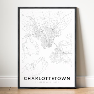 Charlottetown Map Print Charlottetown Prince Edward Island Poster Download Charlottetown Printable Map Digital Charlottetown Black And White