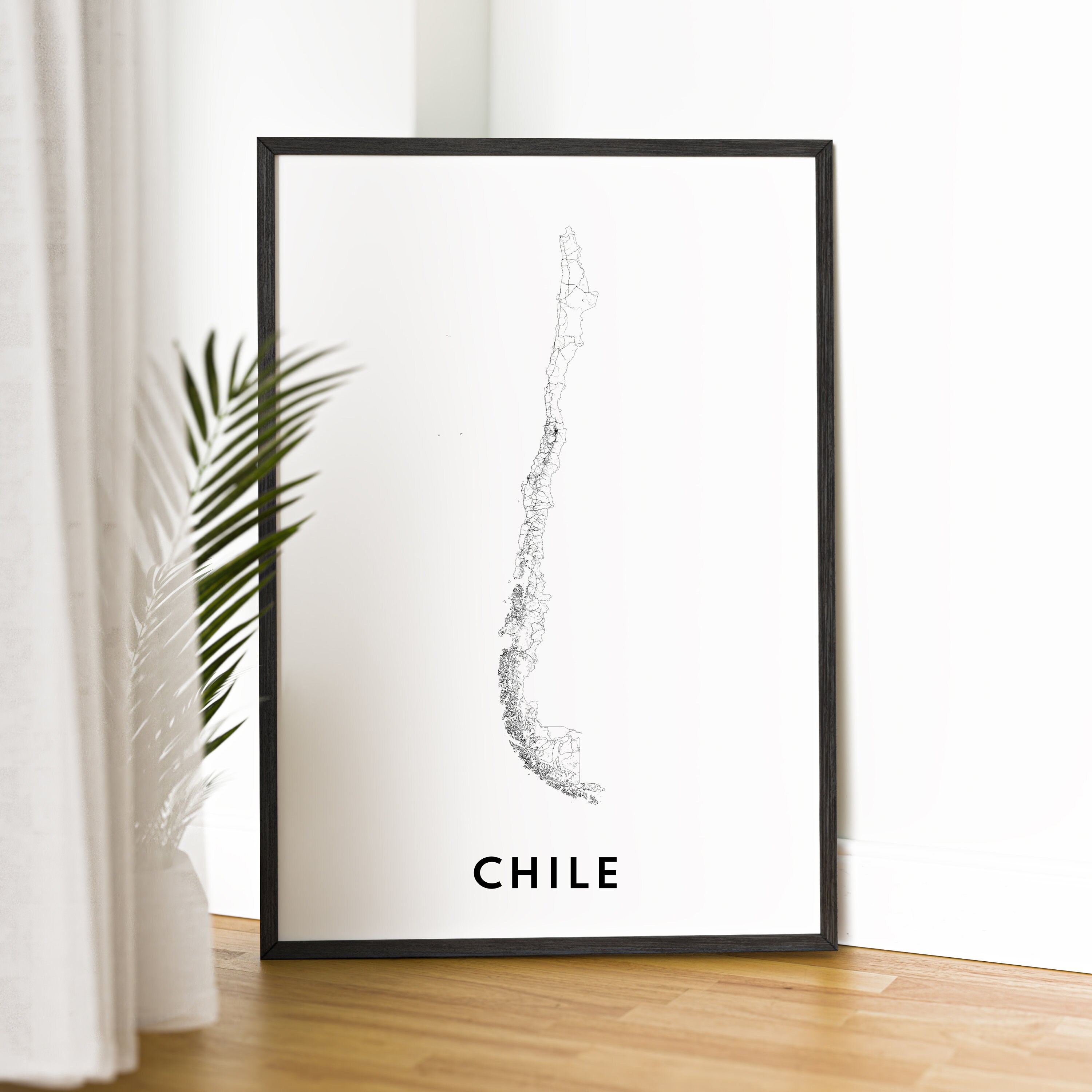 Chile Map Print Download Chile Map Poster Printable Chile Map Digital Chile Black and White Map ...