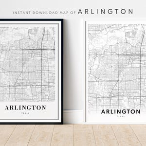 Arlington TX Map Print Arlington Texas Map Poster Digital Download Arlington Printable Map Black And White Arlington Minimalistic Map Art