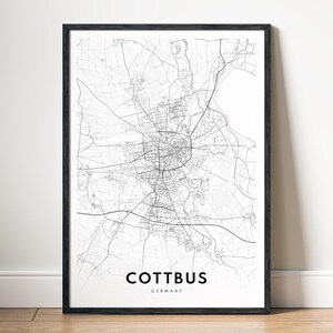 Cottbus Karte Print Cottbus Deutschland Karte Poster Download Cottbus Druckbare Karte Digitale Cottbus Schwarzweiß-Karte Wandkunst Cottbus Skizzenkarte