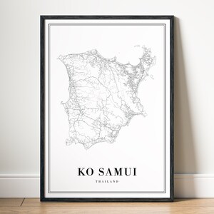 Sofortiger Download Ko Samui Thailand Karte Ko Samui Poster Digitale Karte Ko Samui Druckbare Karte Kunst schwarz und weiß Ko Samui Skizze Poster