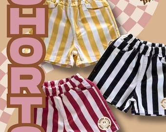 Children’s Striped Shorts T-Shirt, Summer Shorts, Stripes Branded Shorts, Kid’s Bottoms