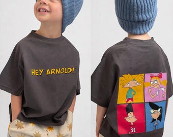 Children’s Hey Arnold T-Shirt, Long Sleeve, T-Shirt, Football Head, Sweatshirt, Cartoon, Kid’s Graphic Tee