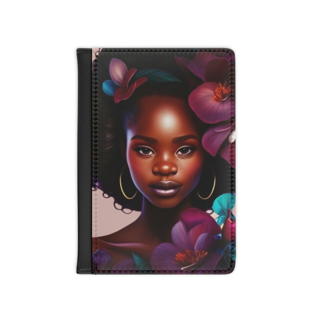 Melanin Queen Passport Coverpurple & Teal Floralafrican Etsy