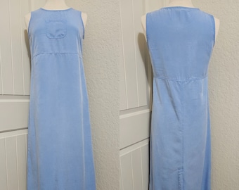 Vintage light blue dress casual blue dress light blue midi dress 90s midi dress sleeveless blue dress tencel midi dress womens tencel dress