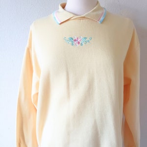 Vintage floral sweatshirt women Grandmacore sweater vintage sweatshirt women yellow floral sweater collared sweatshirt retro sweatshirt