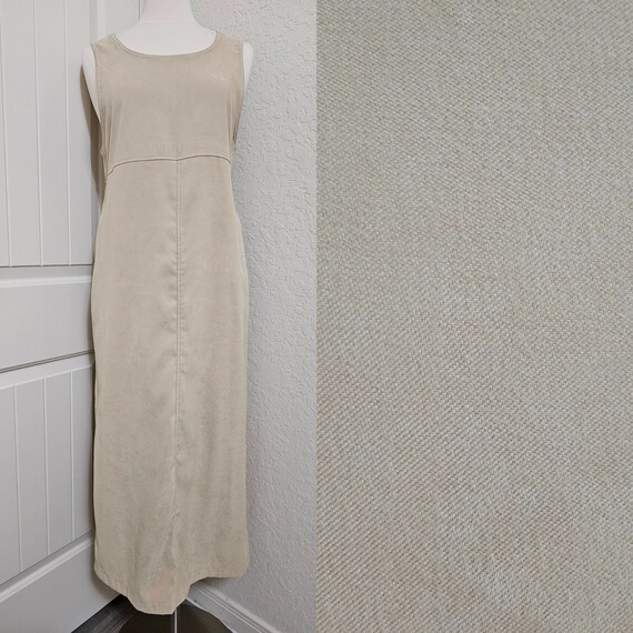 Tan Maxi Dress Vintage Maxi Dress Size Small Layering Dress for Autumn Dress with Pockets for Fall Cottagecore Dress Grannycore Dress