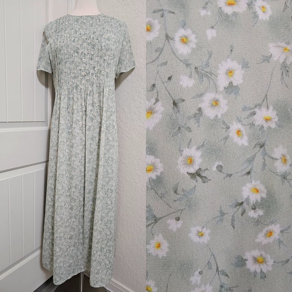 Vintage Light Green Floral Maxi Dress Women s Vintage Green Dress Size 14 Dress Coldwater Creek Grannycore Dress Spring Dress Etsy