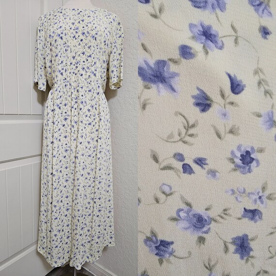 Vintage Floral Long Sleeves Ruffled Maxi Dresses main image 1