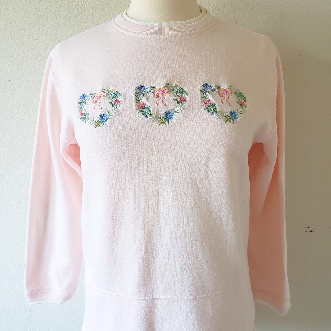 Pink Vintage Sweatshirt, Retro, Pastel Pink Sweatshirt, Baby Pink