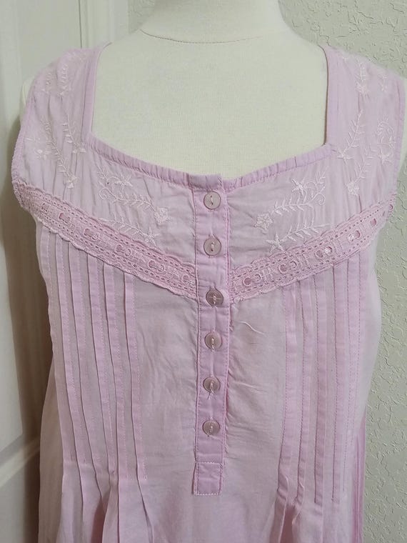 Pink vintage nightgown for women cotton nightgown… - image 3