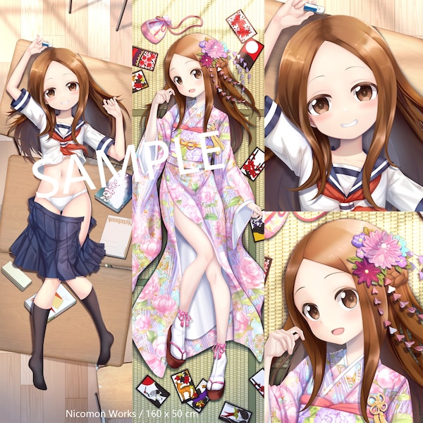 Taie d'oreiller Takagi-san Dakimakura [[Création de fans de l'artiste original par Nicomon Works] [Teasing Master Takagi-san] Taie d'oreiller Waifu en tricot 2 sens