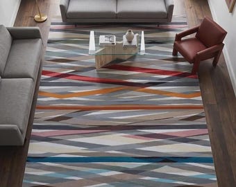 Quick Ship Abstract Hand Tufted New Zealand Wool Rug Modern Geometric Living Room Decor