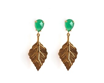 Boucles D'oreilles Vintage Pendantes Vertes Avec Strass - Style Lustre Bohème, Neuf Sans Emballage