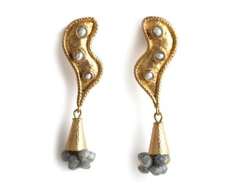 Gold Pearl Earrings: Turkish Handmade Jewelry