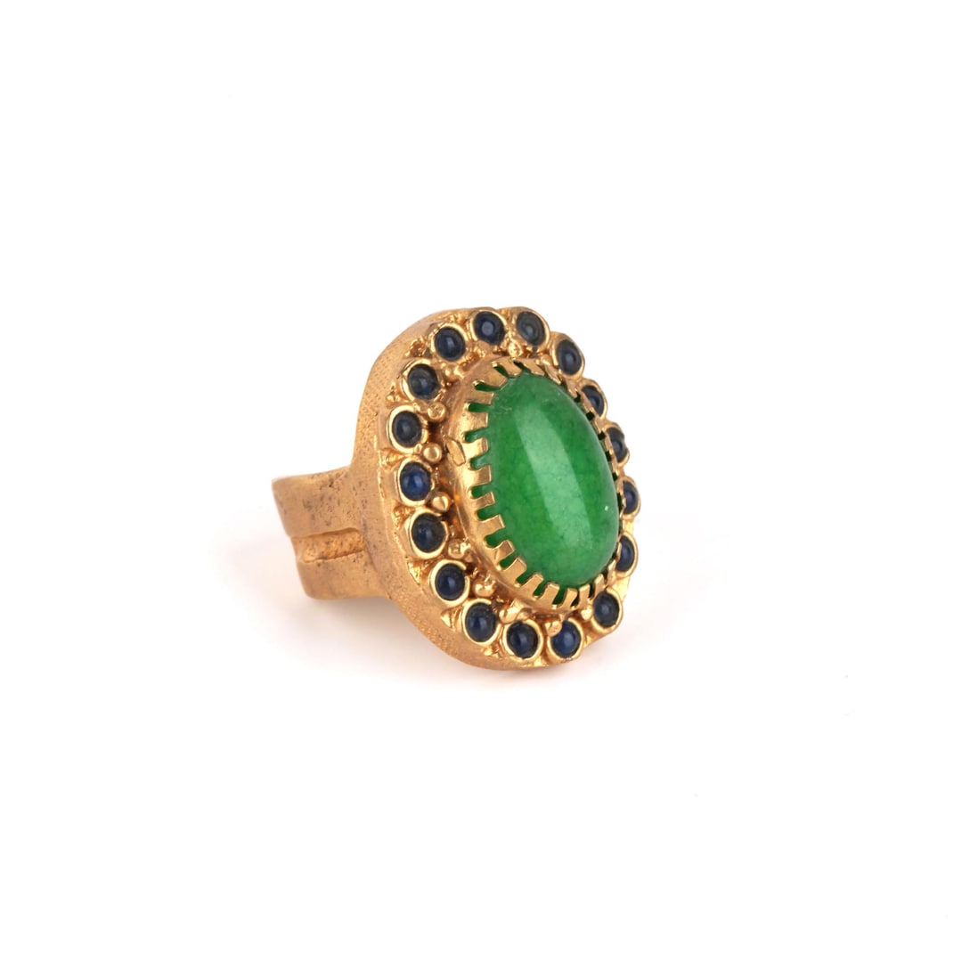 Gemstone Big Rings, Natural Stone, Brass Rings, Turkish Handmade Rings ...