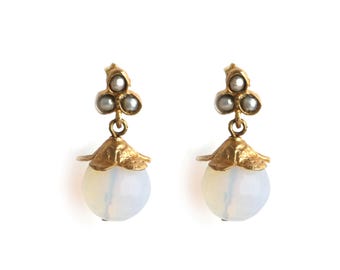 Gold Pearl Earrings: Turkish Handmade Jewelry