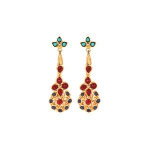 Handmade Ottoman Style Earrings: Red Gemstone Turkish Jewelry