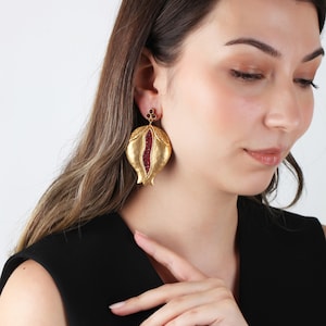 Handmade 18k Gold Pomegranate Earrings: Istanbul Jewelry