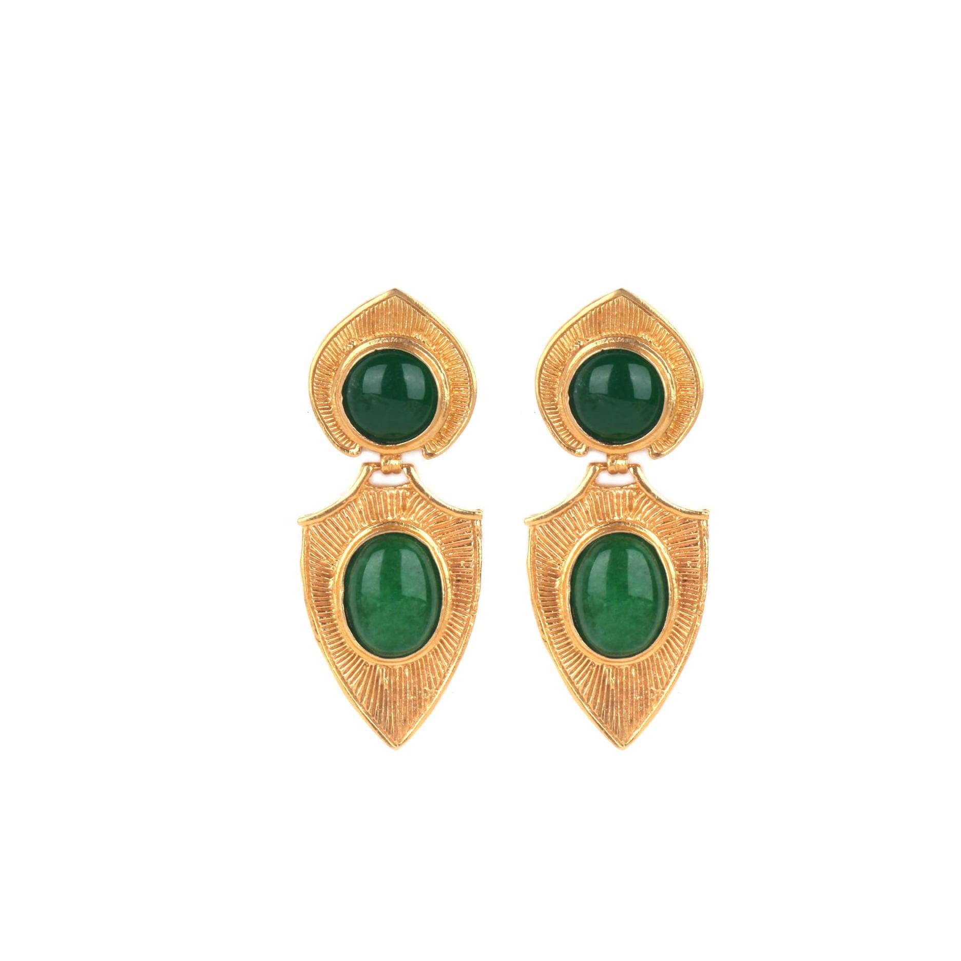 Boucles D'oreilles Vintage Style Lustre – Pendantes Vertes Avec Pierres – Fermoir Leverback, Look Bohème