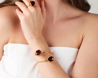 Pulsera de granada: joyería turca hecha a mano en oro de 18 quilates