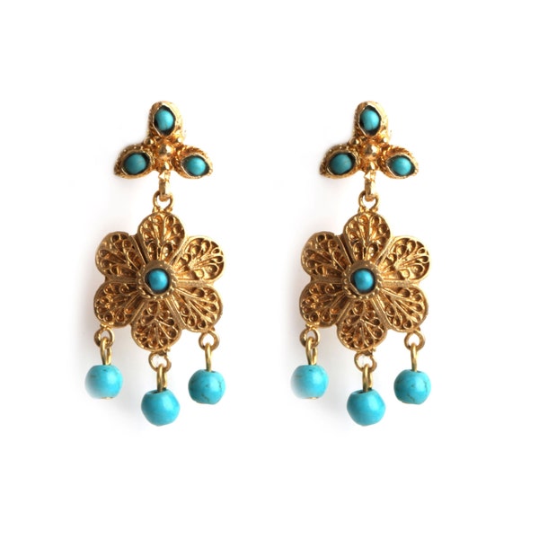 Handmade Turquoise Earrings, Turkish Handmade Earrings, Turkish Jewelry, Turquoise Earrings