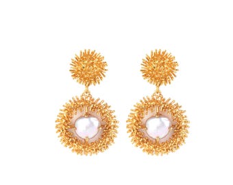 Gold Pearl Earrings: Turkish Handmade Jewelry