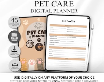 Pet care Digital Planner, Plr Pet Care Planner, Pet Planner, Plr Digital Products, Pet Checklists, Pet Worksheets, Pet Planning, Pet Planner