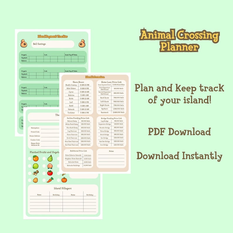 Animal Crossing New Horizons Planner, Checklist, Digital Planner