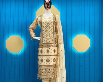 Eid Special, Wedding Special Classy quality georget Fabric designer, Heavy Embroidered Work Readymade Suits for EID, Ramadan/Festive Wear.