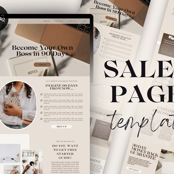 Canva Sales Page Template Coaching Course Sales Page Sales Funnel Landing Page Template, Coaching Template Canva Website Template Canva