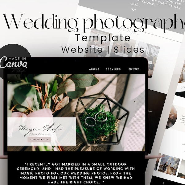 Elegant Canva Website Template: Perfect for Wedding Photography Business | Stunning Landing Page & Design | Instant download