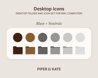Blues and Neutrals Desktop Folder Icons for Mac (Digital Download)