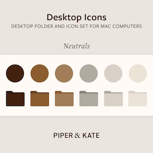Neutral Desktop Folder Icons and Circles for Mac (PNG Digital Download)