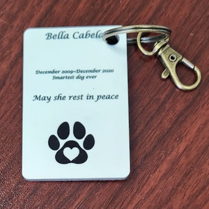 Pet memorial keychains