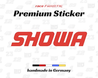 Calcomanía de vinilo con el logotipo de suspensión Showa para motocicletas, autos y bicicletas. Adhesivo de alta calidad.