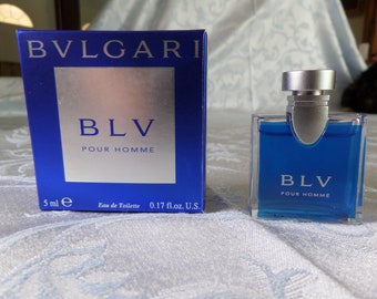 Miniature BULGARI BLU for men, spicy woody fragrance released in 2001. EDT 5 ml