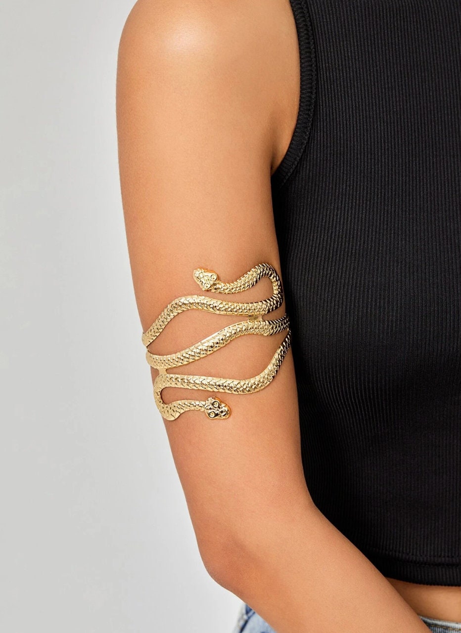 Snake Cuff Bracelet, Gold Snake Bracelet, Snake Arm Cuff, Boho Cuff Bracelet,  Arm Cuff Gold, Upper Arm Cuff, Upper Arm Bracelet, Open Cuff.. 