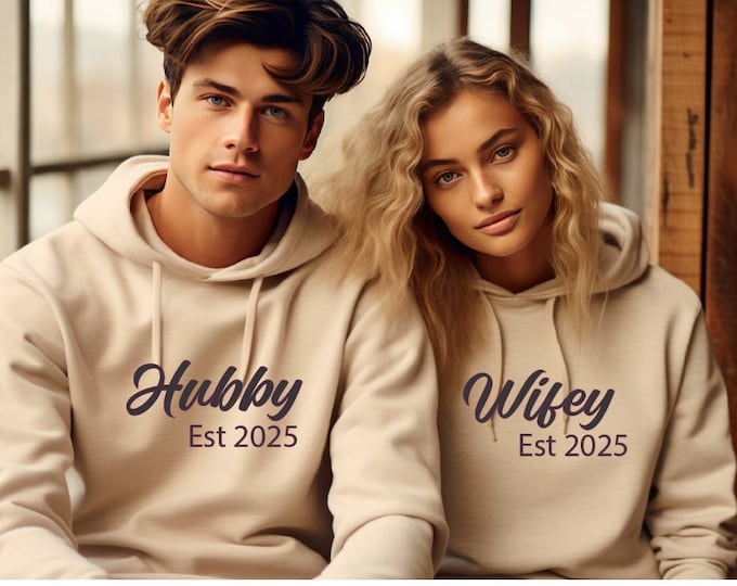 Wifey & Hubby Hoodies, Perfect for new couples honeymooning. Personalised just married