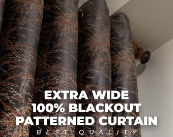 Extra Wide 100% Blackout Lined Patterned Curtains , 7 Colors , Free Tiebacks , Rod Pocket,Grommet & Multifunctional Tape Curtain Track