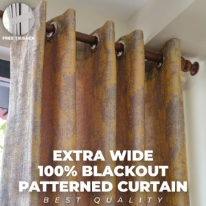 Extra Wide 100% Blackout Lined Patterned Curtains , 7 Colors , Free Tiebacks ,Rod Pocket , Grommet,Hook And Ring ,Back Tab,For Curtain Track