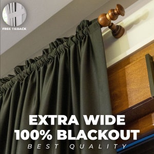 Extra Wide 100% Blackout Curtains , 42 Colors , Free Tiebacks , Rod Pocket , Grommet , Hook And Ring , Back Tab , For Curtain Track