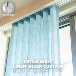 Extra Wide Linen Sheer Curtains , 17 Colors , Free Tiebacks , Rod Pocket , Hook And Ring , Back Tab , For Curtain Track