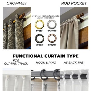 Extra Wide 100% Blackout Lined Linen Curtains , 24 Colors , Free Tiebacks , Rod Pocket , Grommet & Multifunctional Tape Curtain Track image 8