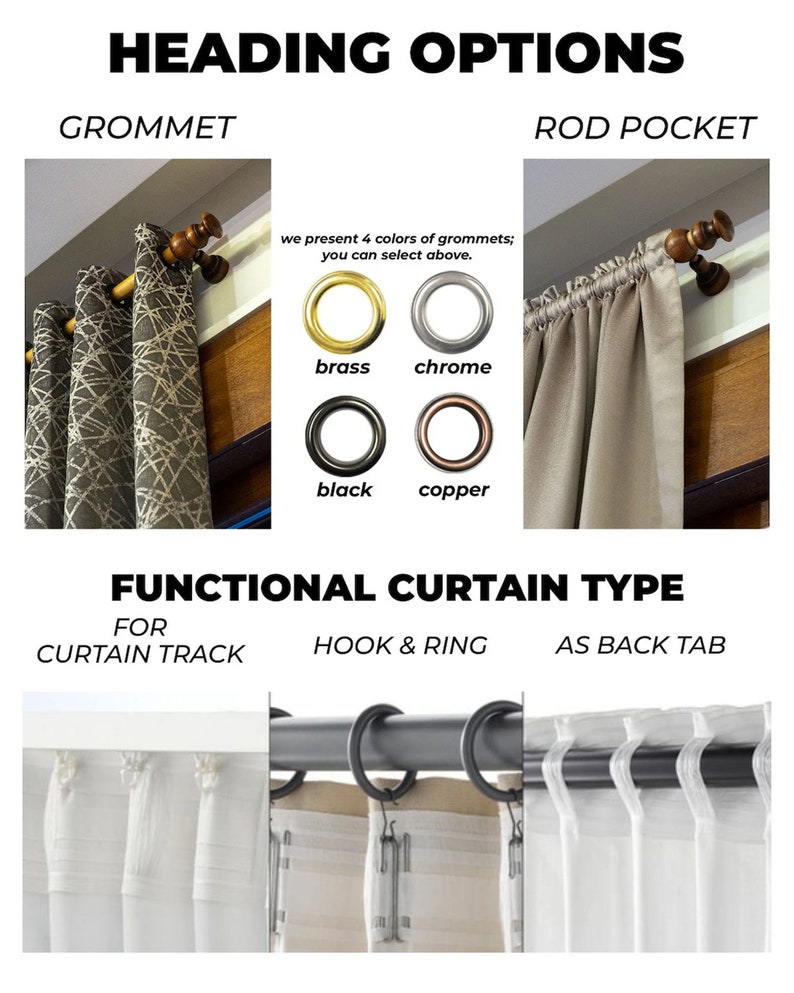 Extra Wide 100% Blackout Lined Linen Curtains , 24 Colors , Free Tiebacks , Rod Pocket , Grommet & Multifunctional Tape Curtain Track zdjęcie 8