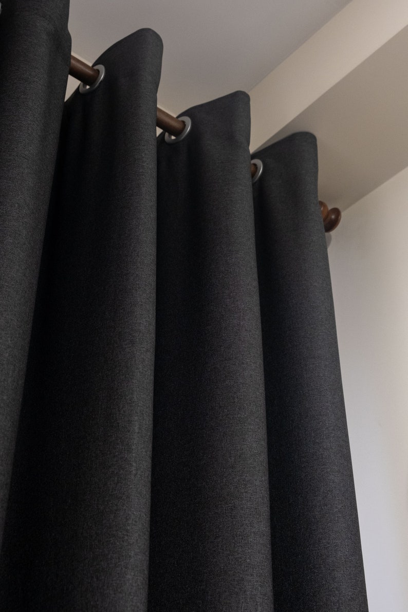 Extra Wide 100% Blackout Lined Linen Curtains , 24 Colors , Free Tiebacks , Rod Pocket , Grommet & Multifunctional Tape Curtain Track image 4