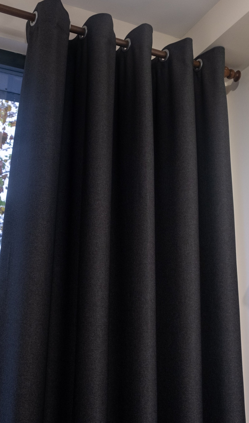 Extra Wide 100% Blackout Lined Linen Curtains , 24 Colors , Free Tiebacks , Rod Pocket , Grommet & Multifunctional Tape Curtain Track image 3