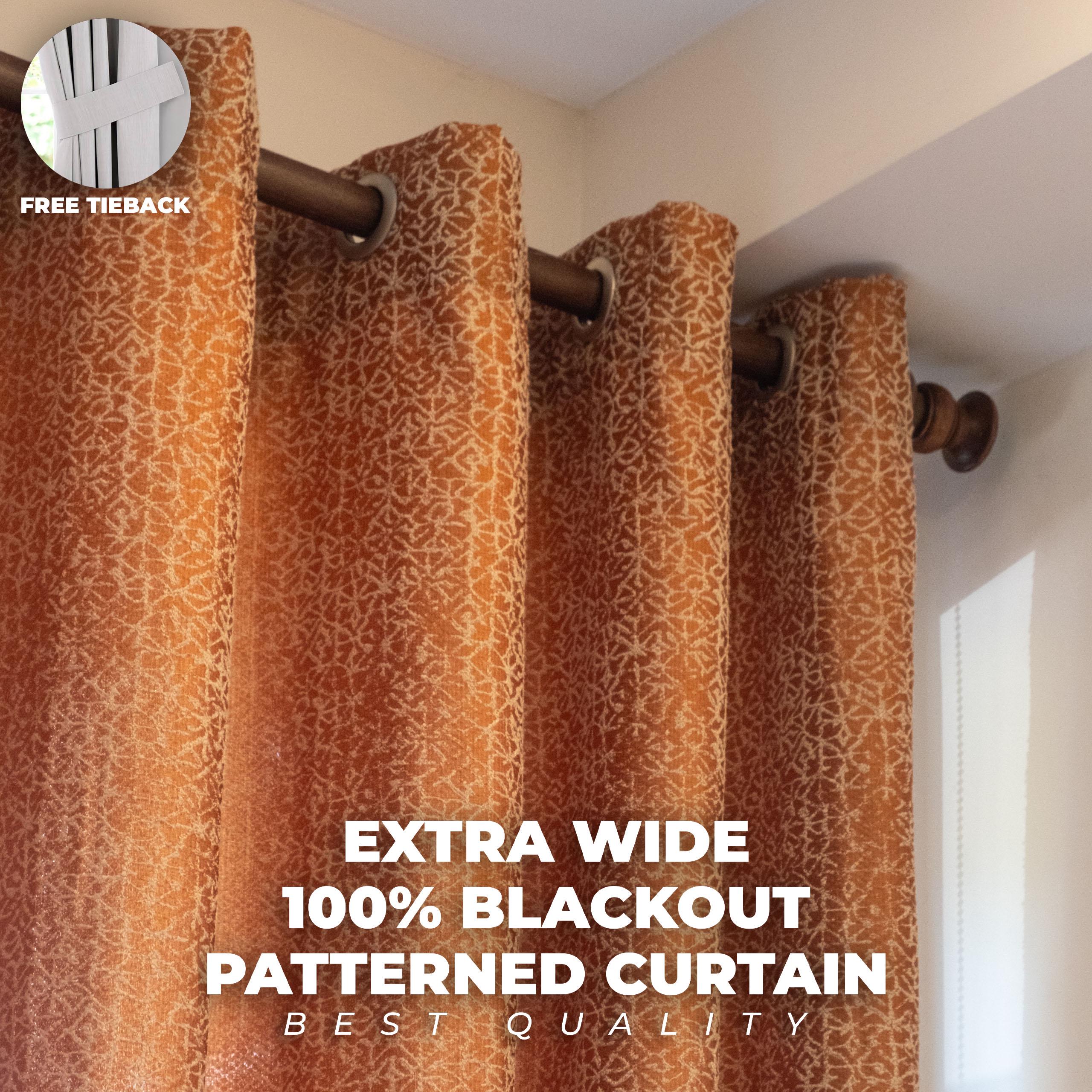 Extra Wide 100% Blackout Lined Patterned Curtains , 10 Colors , Free Tiebacks , Rod Pocket,Grommet,Hook And Ring ,Back Tab,For Curtain Track